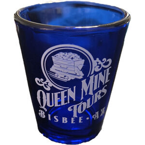 Queen Mine Tours Bisbee AZ Cobalt Blue Shot Glass